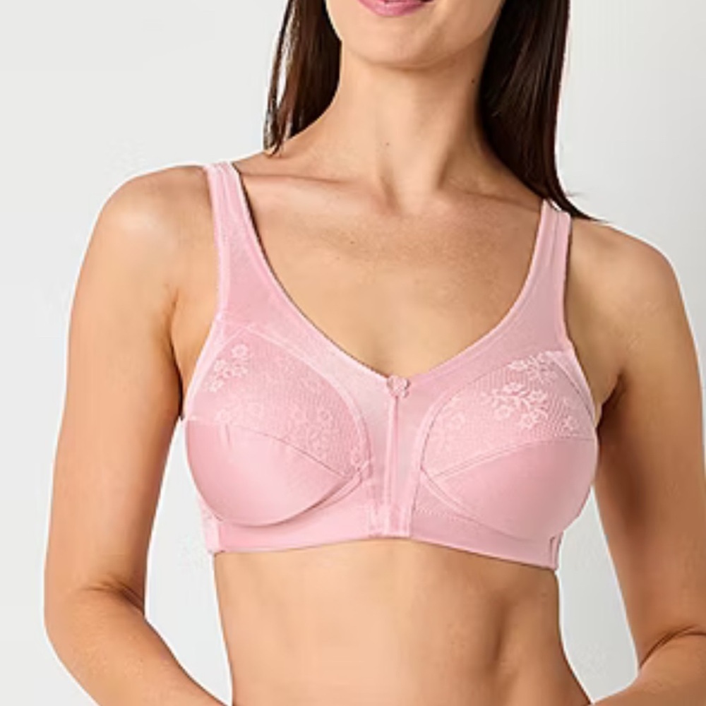 🆕Jennifer Intimates Vintage Satin Pink Floral Wireless Bra 40D🆕